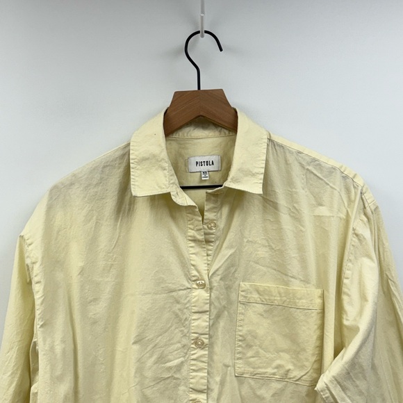Anthropologie Pistola Sloane Oversized Button Down Boxy Poplin Shirt Yellow XS - Picture 4 of 10